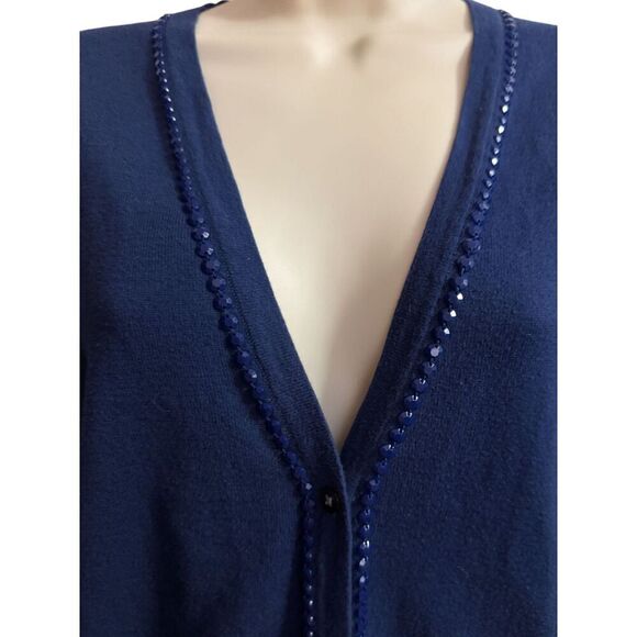 Old Navy Beaded Button Front Navy Sweater Size M - Picture 4 of 9